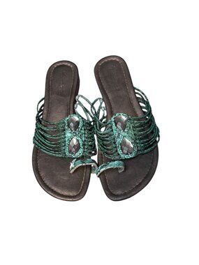 Wear.Ever Women’s Green Strappy Sandals w/ Gem Detail – Size 9.5